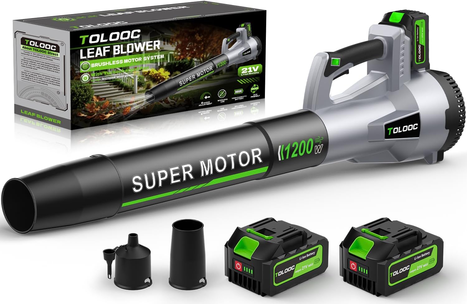 Leaf Blower Cordless,650CFM Brushless Electric Blower with 2 X 5.0Ah Battery, 6 Speed Levels